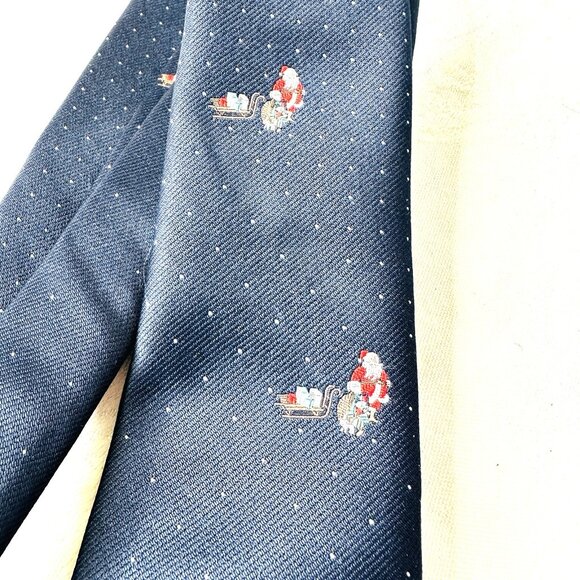 VTG Santa Claus Wemlon By Wembley Neck Tie Christmas Holiday Sleigh Toys 56” - Picture 6 of 6